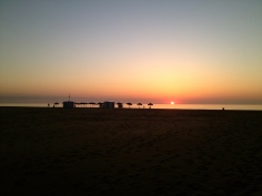 Sunrise over the beach at Valencia.