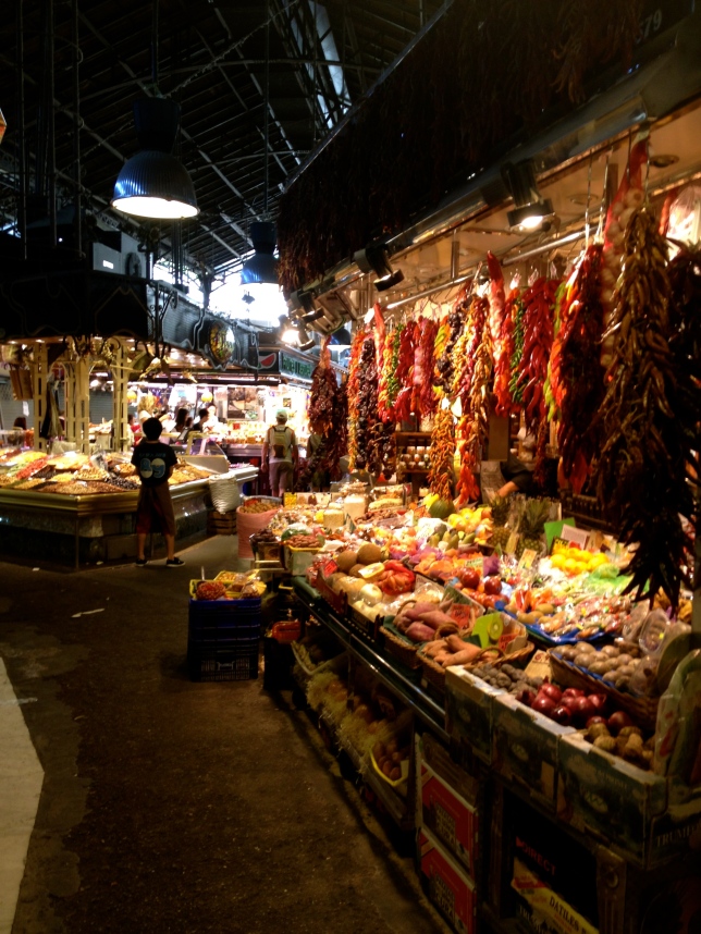 Markets in the Gothic quarter of Barcelona.