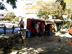 Street food vendors in Grand Baie.