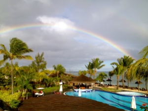 A beautiful rainbow that brightened up breakfast at the hotel.